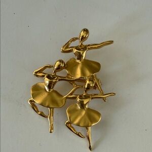 Elegant Gold Tone Vintage Ballet Style Ballerina Brooch